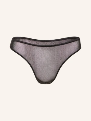 Calvin Klein Stringi Minimalist Emblem Z Kamyczkami Ozdobnymi schwarz CZARNY
