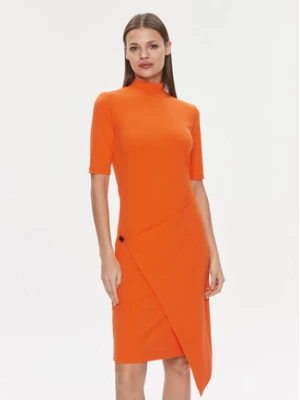 Calvin Klein Sukienka codzienna Stretch Jersey Asymmetric Dress K20K206498 Pomarańczowy Slim Fit