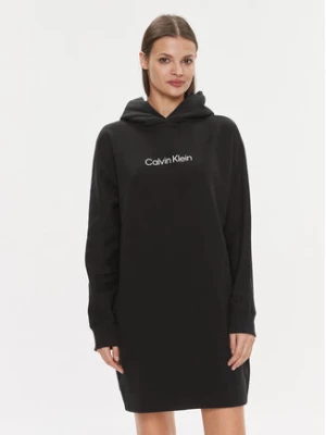 Calvin Klein Sukienka dzianinowa Hero Logo Hoodie Dress K20K206897 Czarny Regular Fit