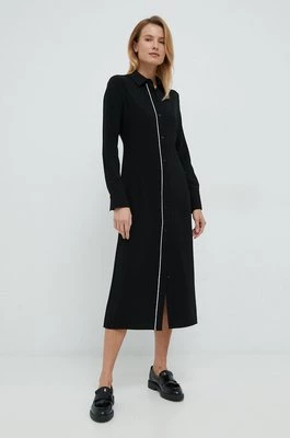 Calvin Klein sukienka kolor czarny midi prosta