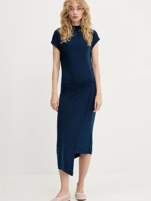 Calvin Klein sukienka kolor granatowy midi dopasowana LV044C237G