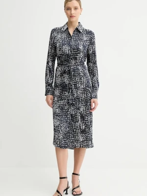 Calvin Klein sukienka kolor granatowy midi rozkloszowana LV044C060G