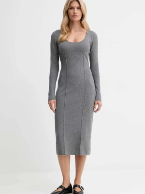 Calvin Klein sukienka kolor szary midi dopasowana LV044D366G