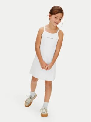 Calvin Klein Sukienka letnia Skater LVCKSJH08G Biały Regular Fit