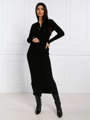 Calvin Klein Sukienka TENCEL RIB | z dodatkiem wełny