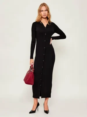 Calvin Klein Sukienka TENCEL RIB | z dodatkiem wełny