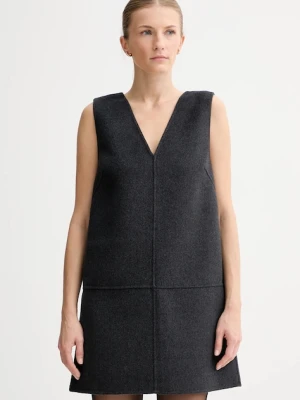 Calvin Klein sukienka z dodatkiem wełny kolor szary mini rozkloszowana LV044D017G