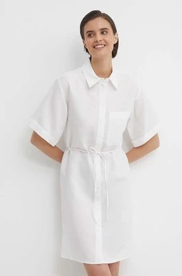 Calvin Klein sukienka z domieszką lnu kolor biały mini oversize K20K206697