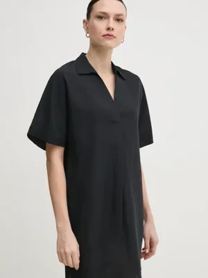 Calvin Klein sukienka z domieszką lnu kolor czarny mini oversize K20K208382