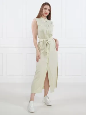 Calvin Klein Sukienka z paskiem TENCEL SLEEVELESS SHIRT DRESS | z dodatkiem lnu