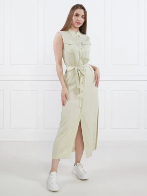 Calvin Klein Sukienka z paskiem TENCEL SLEEVELESS SHIRT DRESS | z dodatkiem lnu