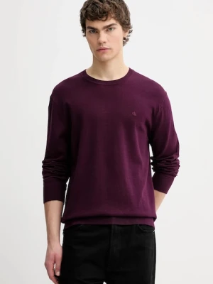 Calvin Klein sweter bawełniany kolor bordowy lekki LV040BM343