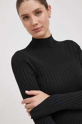 Calvin Klein sweter damski kolor czarny lekki z półgolfem