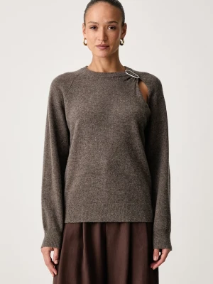 Calvin Klein sweter damski wełniany brązowy