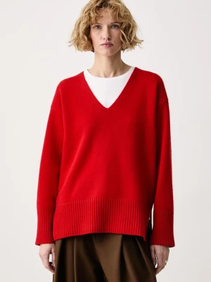 Calvin Klein sweter damski wełniany czerwony