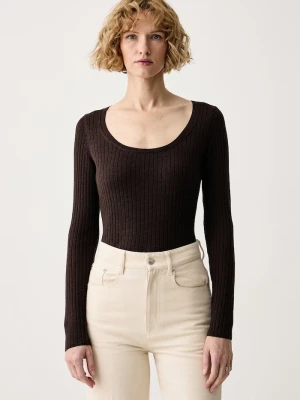 Calvin Klein sweter damski z wełny merino brązowy