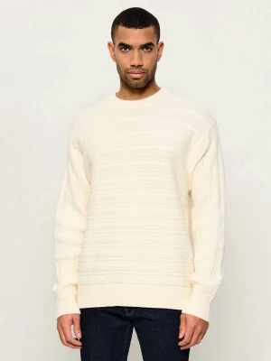 Calvin Klein Sweter | Loose fit | z dodatkiem wełny kremowy