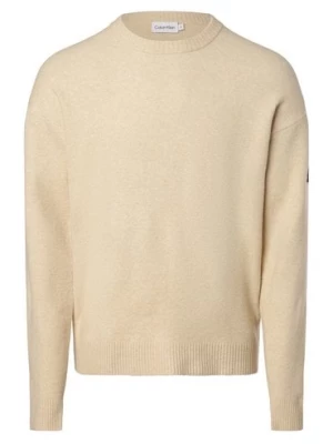 Calvin Klein Sweter męski Mężczyźni Sztuczne włókno beżowy|biały jednolity,