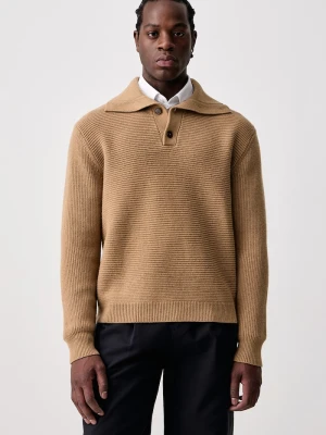 Calvin Klein sweter męski z dodatkiem wełny beżowy