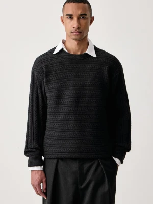 Calvin Klein sweter męski z dodatkiem wełny czarny