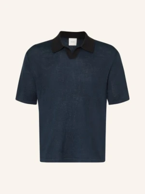 Calvin Klein Sweter Polo Z Lnu blau