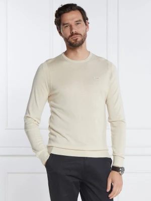 Calvin Klein Sweter SILK BLEND CN | Slim Fit | z dodatkiem jedwabiu piaskowy