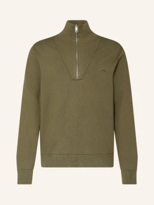 Calvin Klein Sweter Typu Troyer gruen OLIWKOWY