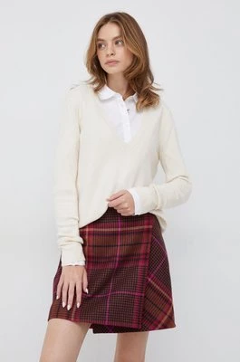 Calvin Klein sweter wełniany damski kolor beżowy