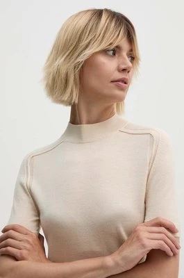 Calvin Klein sweter wełniany damski kolor beżowy lekki K20K207206