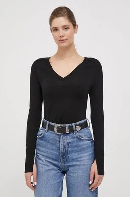 Calvin Klein sweter wełniany damski kolor czarny lekki