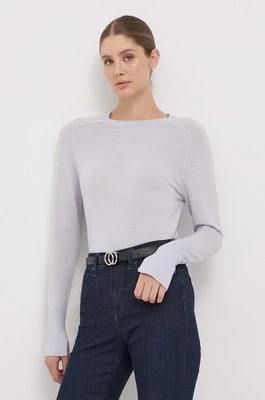 Calvin Klein sweter wełniany damski kolor niebieski lekki