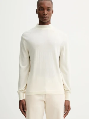 Calvin Klein sweter wełniany męski kolor beżowy lekki LV04LE309G