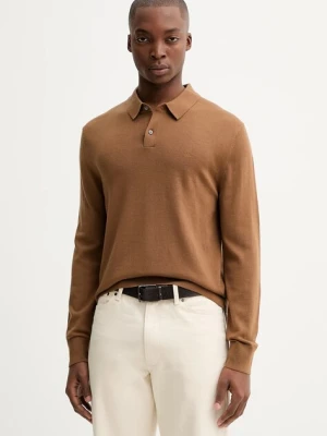 Calvin Klein sweter wełniany męski kolor brązowy lekki LV04LD319G
