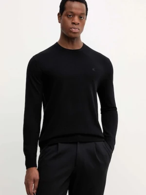 Calvin Klein sweter wełniany męski kolor czarny lekki LV04LB305G
