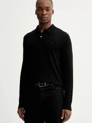 Calvin Klein sweter wełniany męski kolor czarny lekki LV04LD319G