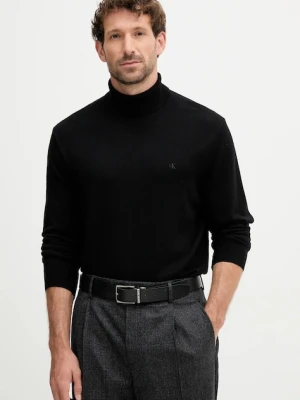 Calvin Klein sweter wełniany męski kolor czarny lekki z golferm LV04LD317G