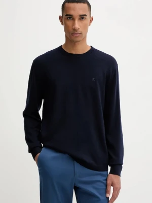 Calvin Klein sweter wełniany męski kolor granatowy lekki LV04LB305G