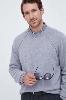 Calvin Klein sweter wełniany męski kolor szary lekki