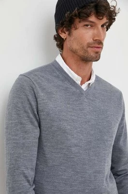 Calvin Klein sweter wełniany męski kolor szary lekki