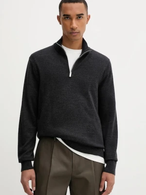 Calvin Klein sweter wełniany męski kolor szary lekki z półgolfem LV04LD318G