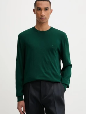 Calvin Klein sweter wełniany męski kolor zielony lekki LV04LB305G