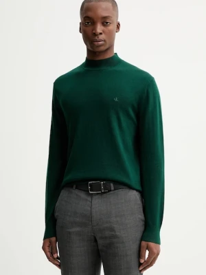 Calvin Klein sweter wełniany męski kolor zielony lekki LV04LE309G