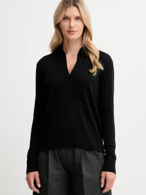 Calvin Klein sweter z dodatkiem wełny damski kolor czarny lekki LV044A305G