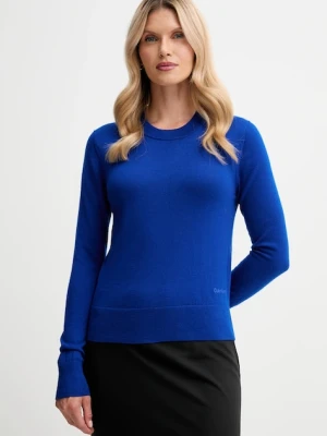 Calvin Klein sweter z dodatkiem wełny damski kolor niebieski lekki LV044D370G