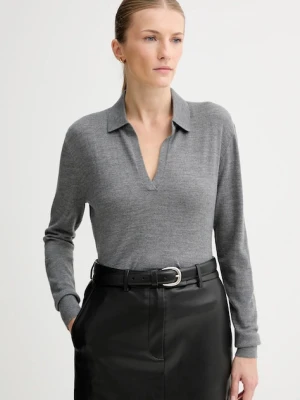 Calvin Klein sweter z dodatkiem wełny damski kolor szary lekki LV044A305G