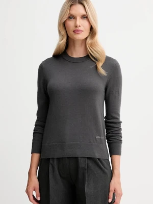 Calvin Klein sweter z dodatkiem wełny damski kolor szary lekki LV044D370G