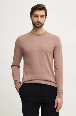 Calvin Klein sweter z domieszką jedwabiu kolor brązowy lekki K10K113549