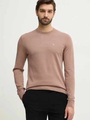 Calvin Klein sweter z domieszką jedwabiu kolor brązowy lekki K10K113549