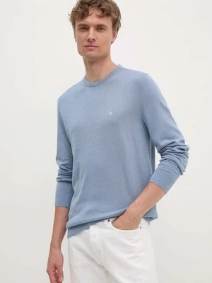 Calvin Klein sweter z domieszką jedwabiu kolor niebieski lekki K10K113549