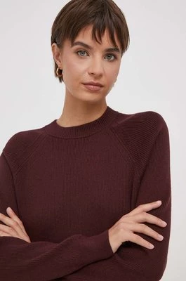 Calvin Klein sweter z domieszką wełny damski kolor bordowy lekkiCHEAPER
